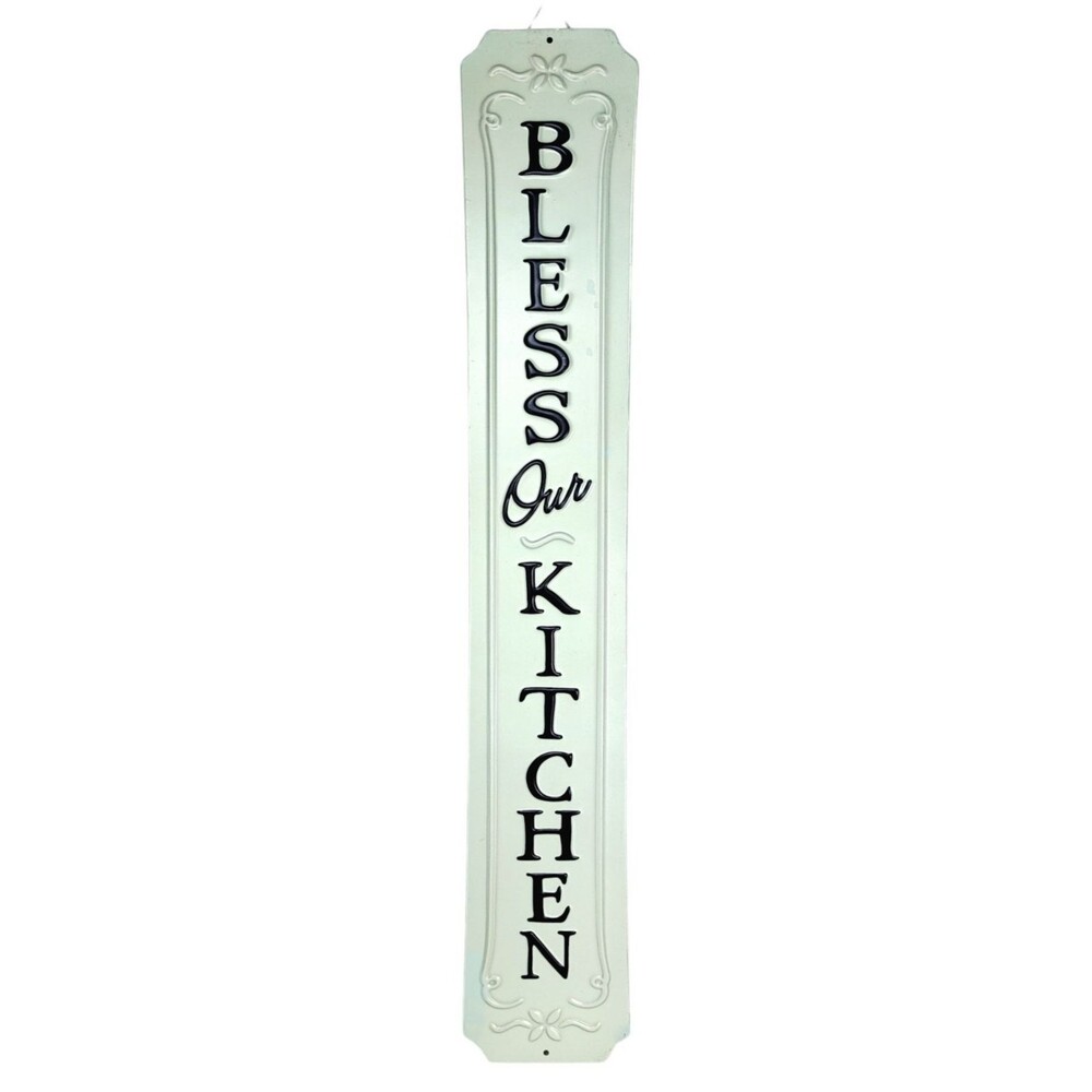 Rustic Vintage Classic Farmhouse "Bless Our Kitchen" Metal Wall Hanging Sign 28"